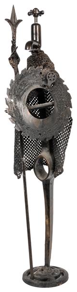  [ARTIST UNKNOWN]. Surreal Knight Metal Sculpture. [Ca. 20th...