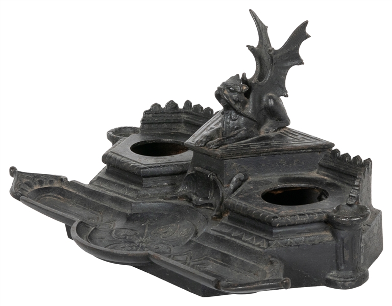  [DECORATIVE ART]. Desk Set Inkwell with Demonic Theme. [Ca....