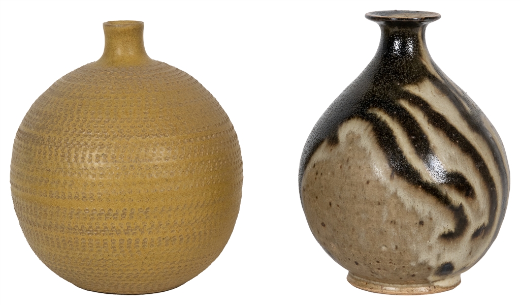  [STUDIO CERAMIC] Weed Vases, two works. Not dated. 6 ½”x 5”...