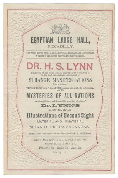  LYNN, Dr. (Hugh Simmons, 1836 – 99). Dr. H.S. Lynn. Strange...