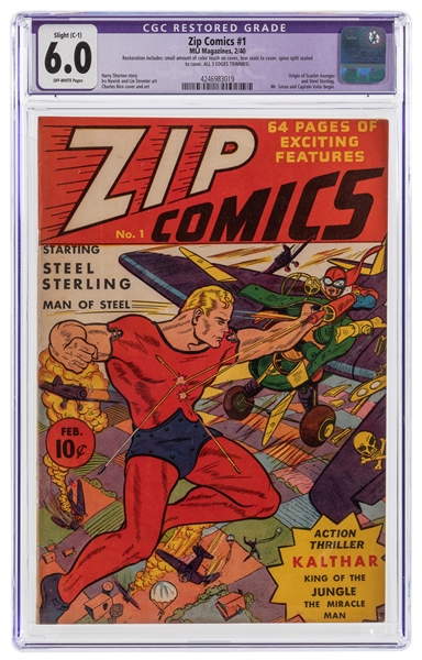  Zip Comics #1 (MLJ Magazines, 1940), CGC Apparent FN 6.0 Sl...