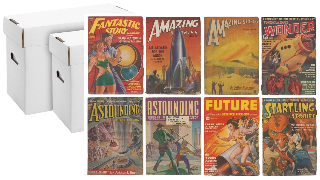  Group of Nearly 63 Science Fiction Pulp Magazines. (Various...