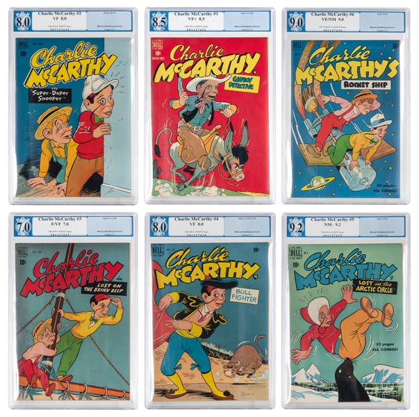  Charlie McCarthy Group of 6 PGX Graded Comics (Dell, 1949-5...