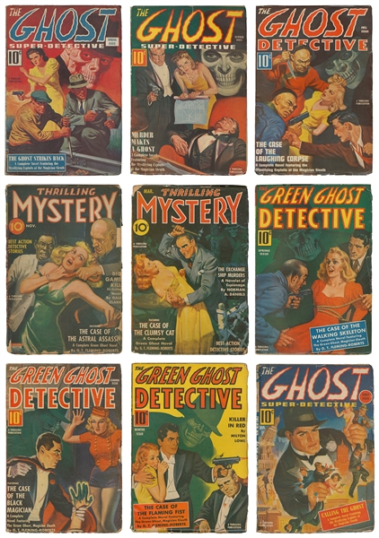 The Ghost Super-Detective / Green Ghost Detective / Thrilling Mystery (Better Publications, 1940-43) Group of 9 Pulps Condition: Average VG.