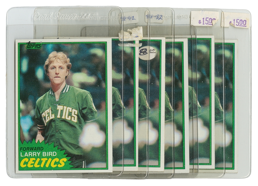  1981 Topps #4 Larry Bird Lot of 6. All in card saver sleeve...