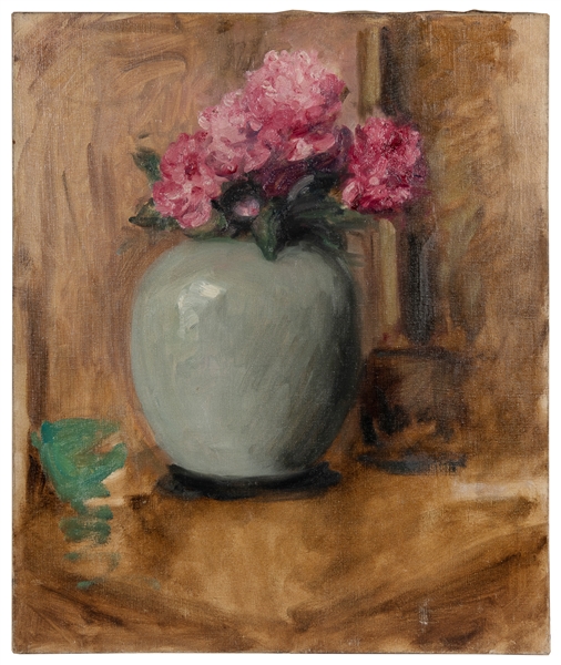  [ARTIST UNKNOWN] Vase of Flowers. [19th century]. Oil on ca...