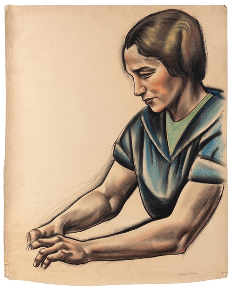 COOK, Howard N. (American, 1901-1980). Portrait of Esther. ...