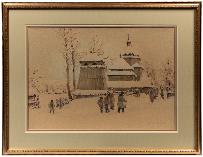  GABINSKI, Stanislaw (Polish, 1882—1971) A Winter Scene at C...