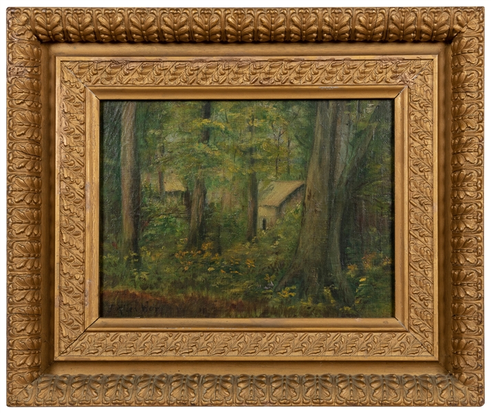  WEIR, J. Alden (American, 1852-1919). House in Forest. Not ...