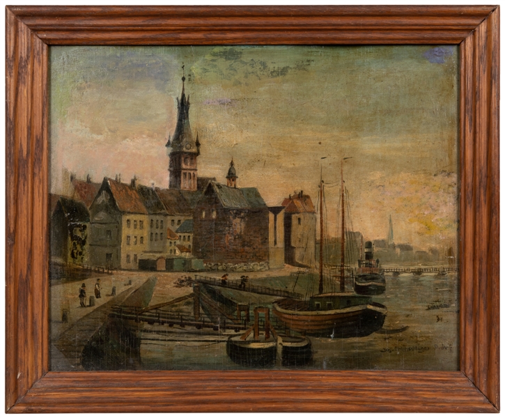  OHLIGSCHLAGER, Josef (German, 1877-1959). Harbor. [Late 19t...