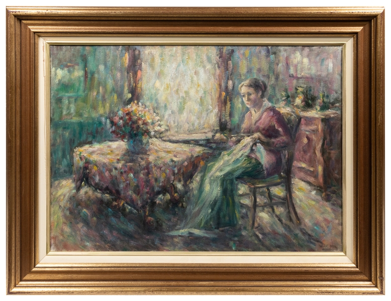  DE MOL, Willem (Belgian, b. 1932) Woman at Table. [20th Cen...