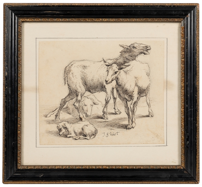  HÜET, Jean-Baptiste Marie (French, 1845-1811). Goats. [Ca. ...