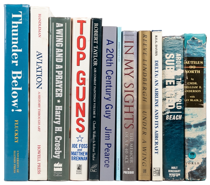  [AVIATION AND MILITARIA]. A group of 12 books nearly all si...