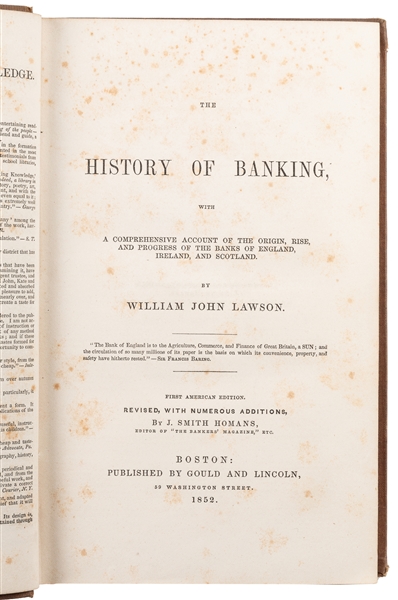  [ECONOMICS]. LAWSON, William John. The History of Banking… ...