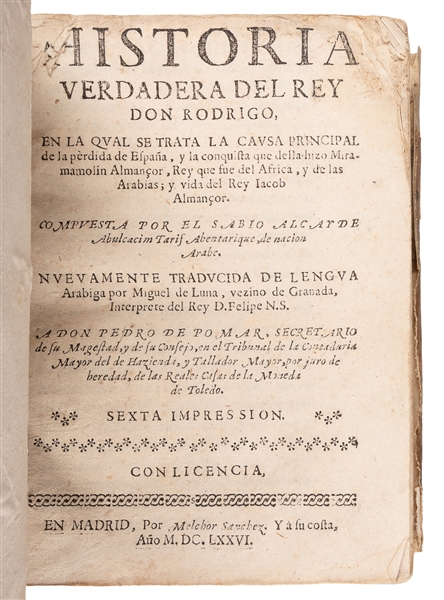  [LUNA, Miguel de (1550–1619), translator]. Historia Verdade...