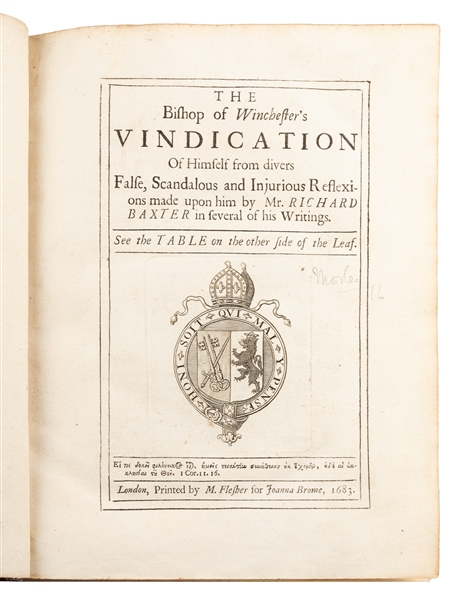  MORLEY, George (1598–1684). The Bishop of Winchester’s Vind...