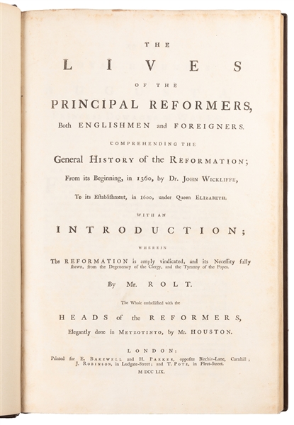  ROLT, Richard (1724-1770). The Lives of the Principal Refor...