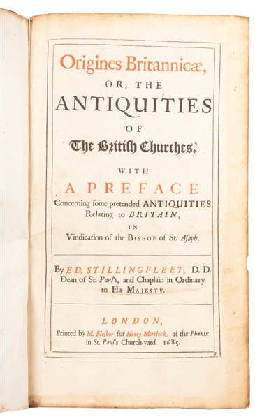  STILLINGFLEET, Edward (1635-1699). Origines Britannicae, or...