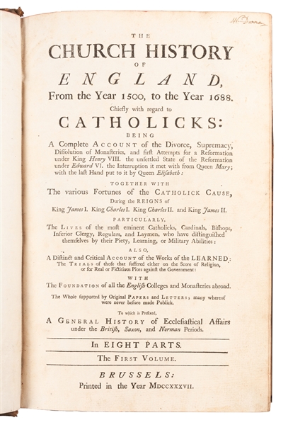  [TOOTEL, Hugh (1672-1743)]. The Church History of England, ...