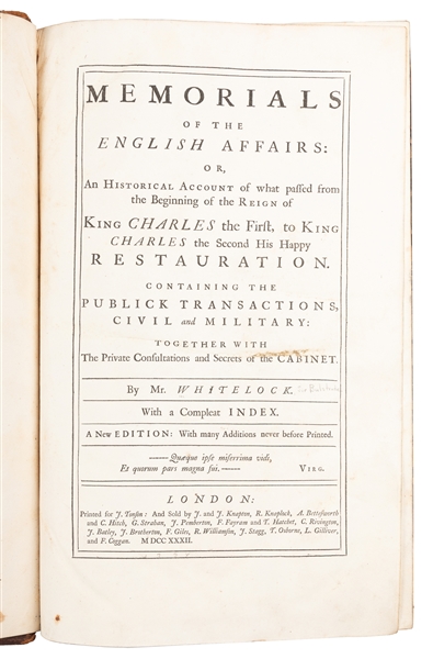  WHITELOCK, Bulstrode (1605-1675). Memorials of the English ...