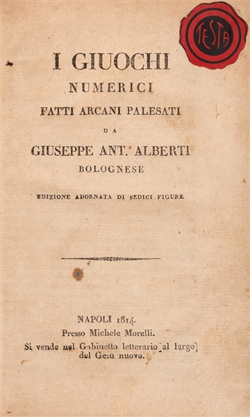  ALBERTI, Giuseppe Antonio. I Giuochi Numerici Fatti Arcani ...