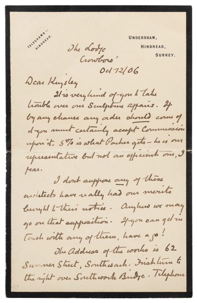  DOYLE, Arthur Conan (1859-1930). Autograph letter signed (“...