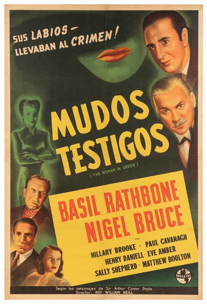  [FILM POSTER]. Mudos Testigos (The Woman in Green). [Spain:...