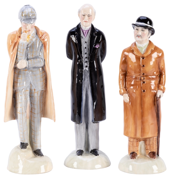  [BONE CHINA FIGURINES]. A group of all 3 Sherlock Holmes fi...