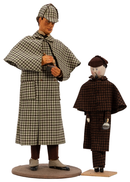  [DOLLS]. A pair of handmade Sherlock Holmes dolls, one fr...