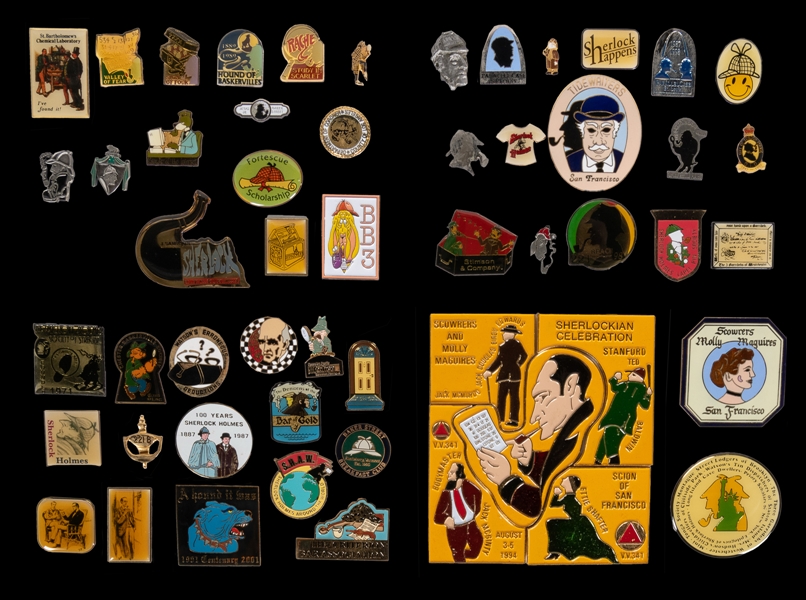  [LAPEL PINS]. A group of nearly 55 Sherlock Holmes-themed l...