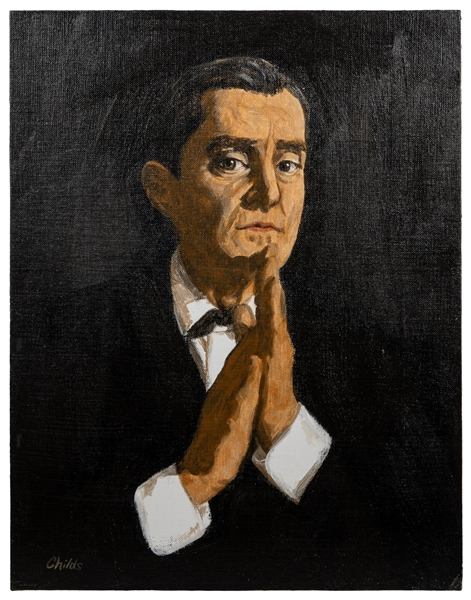  CHILDS, Cathy. Original Painting of Jeremy Brett as Holmes....