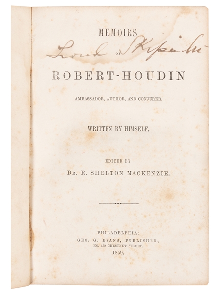  ROBERT-HOUDIN, Jean Eugene (1805-1871). Memoirs of Robert-H...