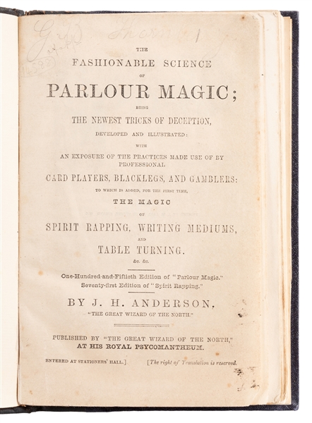  ANDERSON, John Henry (1814 – 74). The Fashionable Science o...