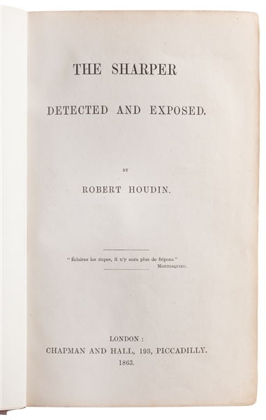  ROBERT-HOUDIN, Jean Eugène (1805 - 1871). The Sharper Detec...