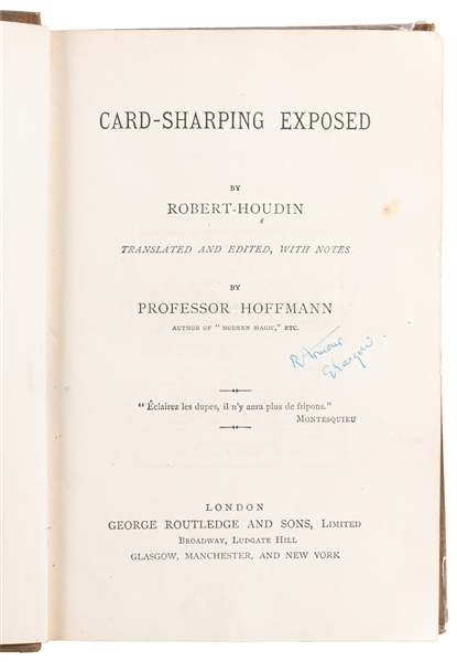  ROBERT-HOUDIN, Jean-Eugène (1805 - 1871). Card-Sharping Exp...