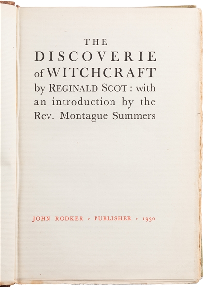  SCOT, Reginald (c. 1538 - 1599). The Discoverie of Witchcra...