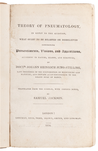  [SPIRITUALISM]. JUNG-STILLING, Johann Heinrich (1740-1817)....