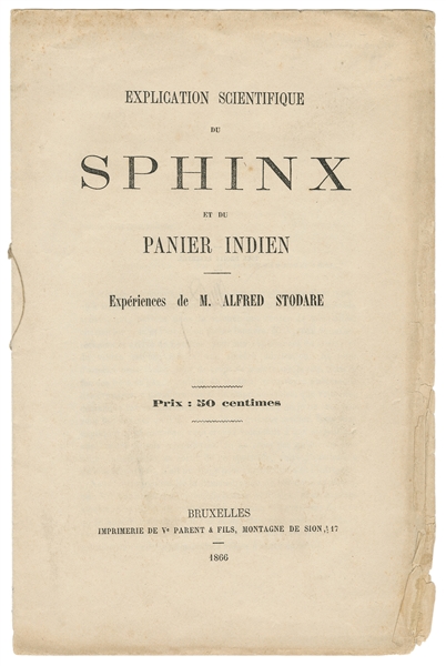  [STODARE]. Explication Scientifique du Sphinx et Du Panier ...