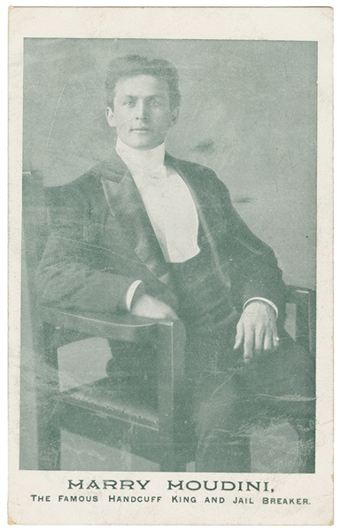  HOUDINI (Erik Weisz, 1874 – 1926). Houdini Portrait Postcar...