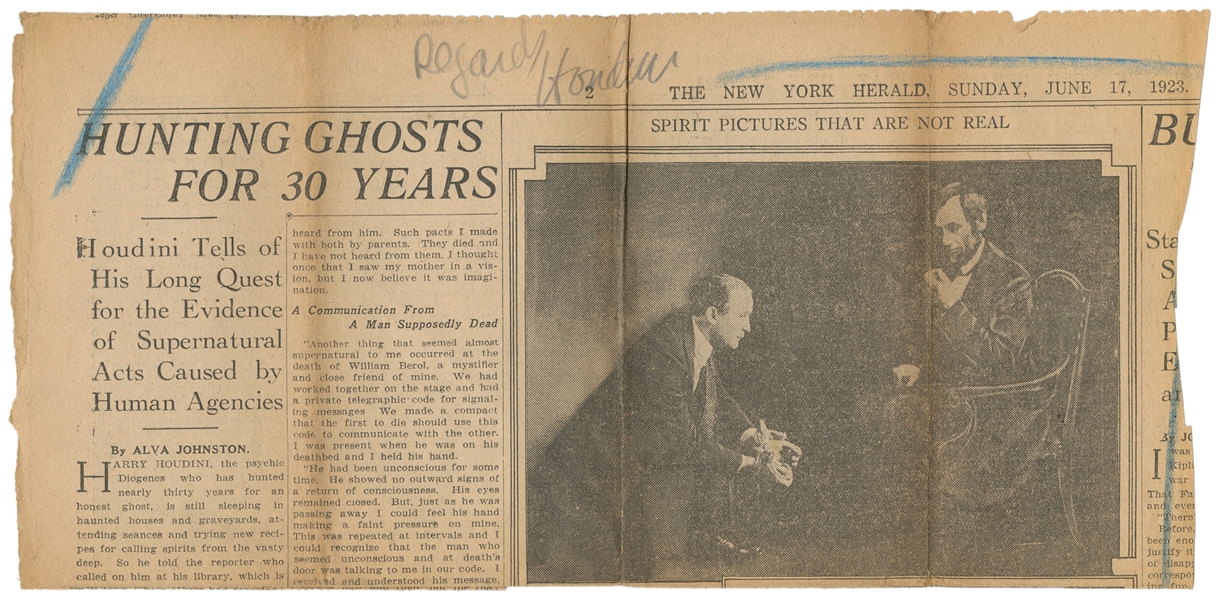  HOUDINI, Harry (Erik Weisz, 1874 - 1926). Group of News Cli...