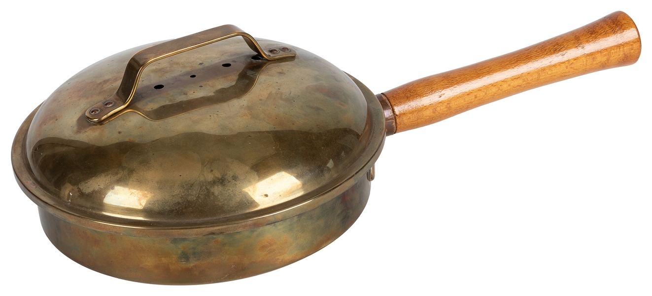  Magic Chafing Dish or Dove Pan. Circa 1900. Heavy brass sau...