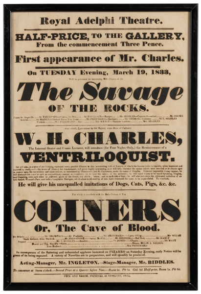  CHARLES, W.H. Royal Adelphi Theatre Playbill. Hull: Peck an...