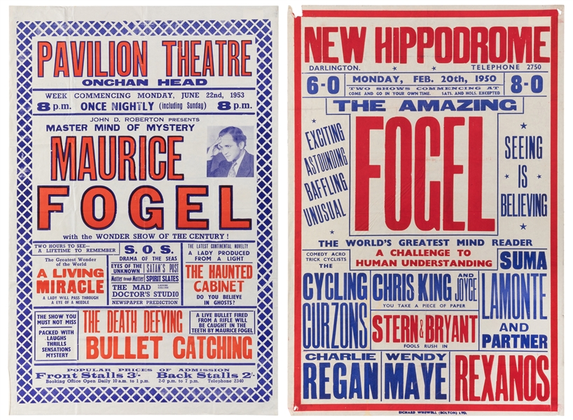  FOGEL, Maurice (1911 – 81). Two Fogel Theatre Posters. Brit...