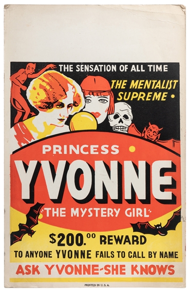  PRINCESS YVONNE. Princess Yvonne the Mystery Girl. American...