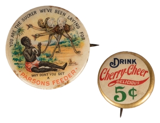  [AFRICAN AMERICANA]. Rare Celluloid Pinback for Parson’s Fe...