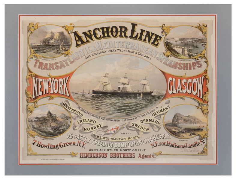  Anchor Line. New York: Nesbitt & Company, [ca. 1860s]. Colo...