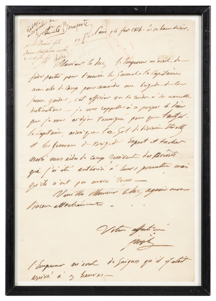  BONAPARTE, Joseph-Napoleon (1764-1844). Autograph Letter Si...