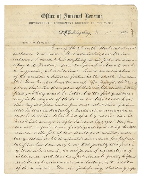  [CIVIL WAR]. [BELL, Annie (1839-?), association]. DEAN, Joh...