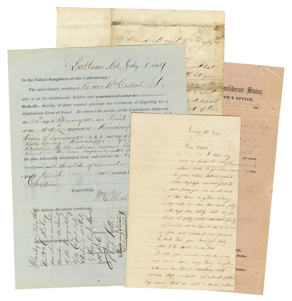  [CIVIL WAR]. Group of Three Signed Documents, Three Soldier...