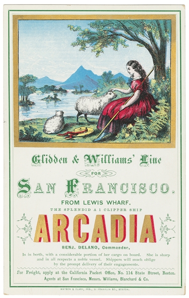  [CLIPPER SHIP CARD]. Glidden & Williams’ Line for San Franc...